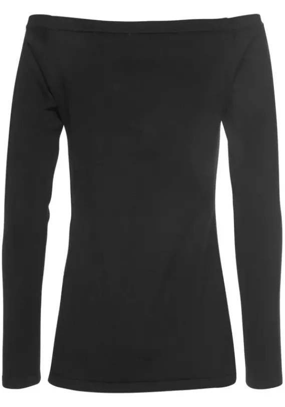 Pullover|LASCANA Carmenpullover Schwarz