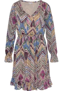 Kurze Kleider|LASCANA Chiffonkleid Bunt Bedruckt