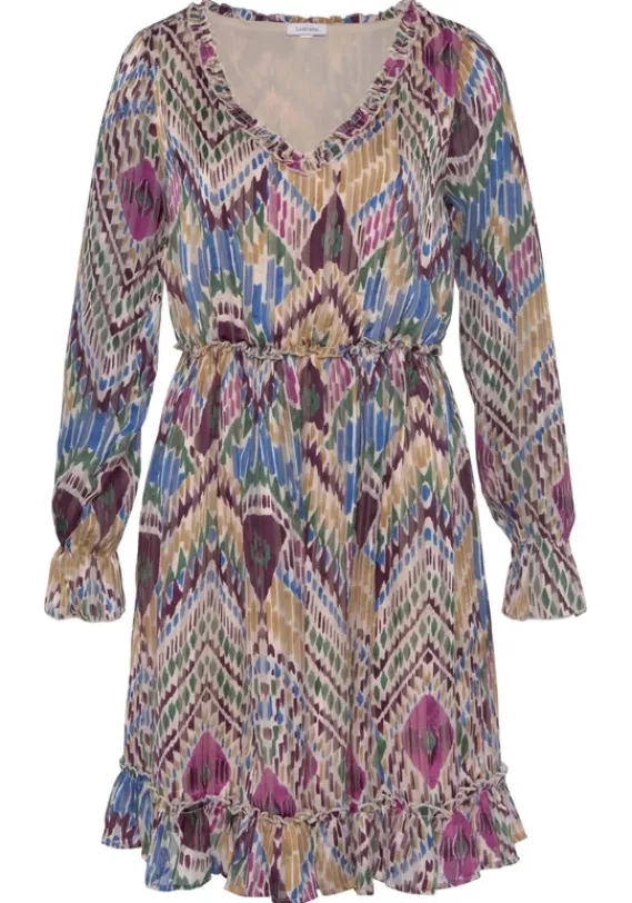 Kurze Kleider|LASCANA Chiffonkleid Bunt Bedruckt