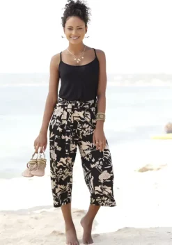 Strandmode|LASCANA Culotte Schwarz-Taupe-Bedruckt
