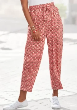 Lange Hosen|Vivance Culotte Beige-Rot Bedruckt