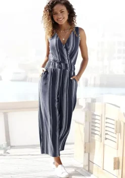Overalls|LASCANA Culotte-Overall Marine-Weis-Gestreift