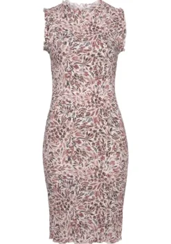 Kurze Kleider|Vivance Druckkleid Creme-Mauve Bedruckt