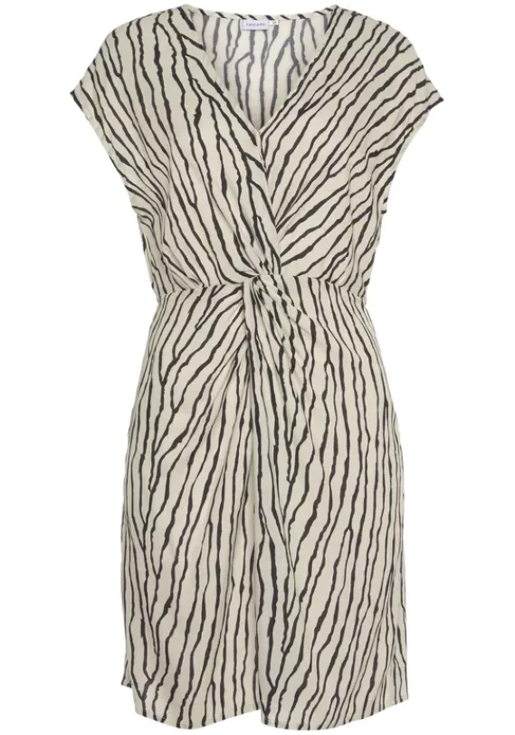 Kurze Kleider|LASCANA Druckkleid Creme-Schwarz