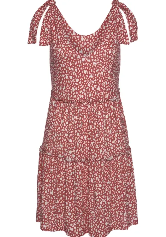 Kurze Kleider|Beachtime Druckkleid Rot-Weis-Bedruckt