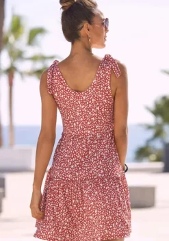 Kurze Kleider|Beachtime Druckkleid Rot-Weis-Bedruckt