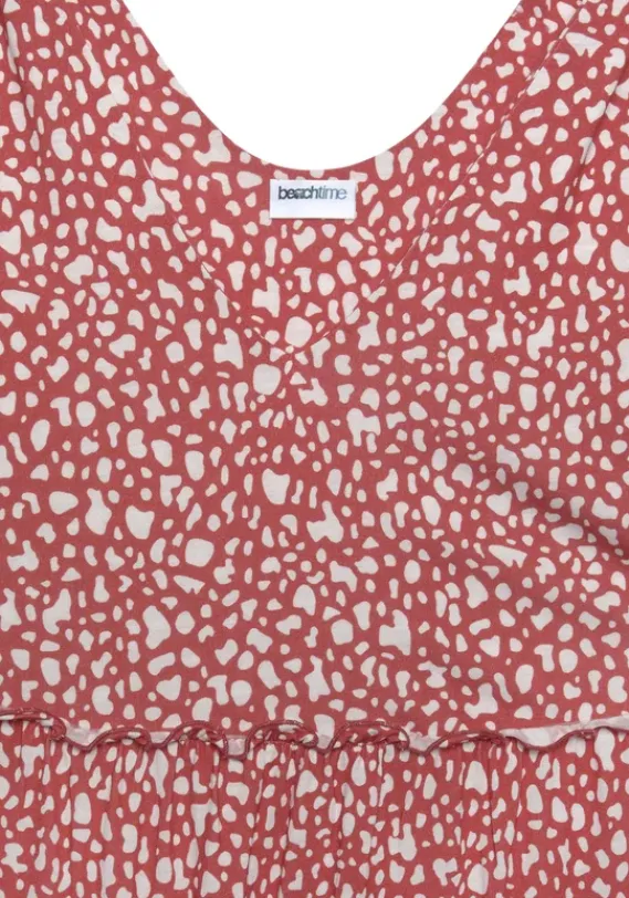Kurze Kleider|Beachtime Druckkleid Rot-Weis-Bedruckt