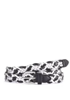 Gurtel|Vivance Flechtgurtel Silberfarben-Schwarz