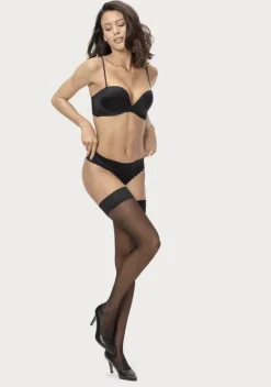 Socken|LASCANA Halterlose Feinstrumpfe Schwarz