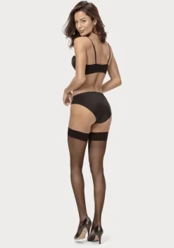 Socken|LASCANA Halterlose Feinstrumpfe Schwarz