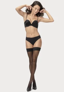 Socken|LASCANA Halterlose Feinstrumpfe Schwarz