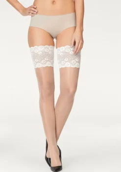 Socken|LASCANA Halterlose Feinstrumpfe Puder-Cream