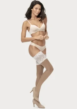 Socken|LASCANA Halterlose Feinstrumpfe Puder-Cream