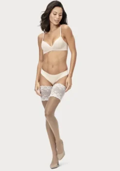 Socken|LASCANA Halterlose Feinstrumpfe Puder-Cream