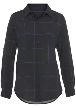 Blusen|LASCANA Hemdbluse Schwarz-Blau