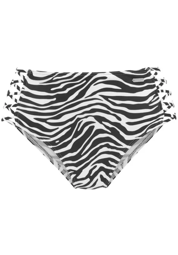 Bikini-Unterteile|Venice Beach Highwaist-Bikini-Hose"Fjella" Schwarz-Weis