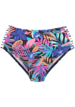 Bikini-Unterteile|Bench. Highwaist-Bikini-Hose"Pitch" Schwarz-Bedruckt