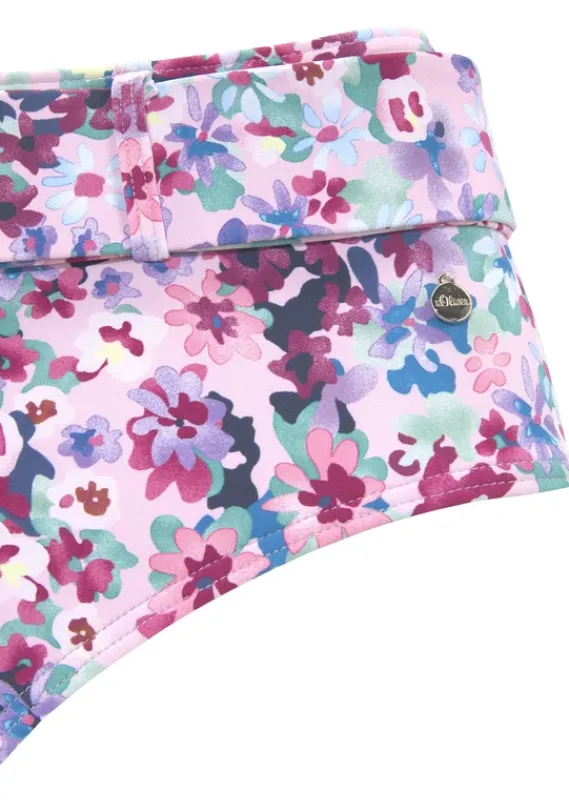 Bikini-Unterteile|s.Oliver Highwaist-Bikini-Hose"Scatter" Lila-Bedruckt