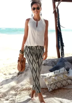 Strandmode|LASCANA 7/8-Hose Schwarz-Sand-Bedruckt