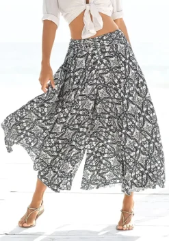 Lange Hosen|LASCANA Hosenrock Marine-Creme