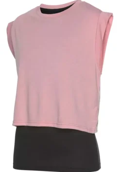 Damenshirts|LASCANA ACTIVE 2-In-1-Shirt"Tropical" Rosa-Schwarz