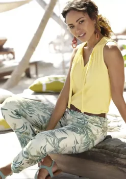 Lange Hosen|LASCANA 7/8-Jeggings Weis-Grun-Bedruckt