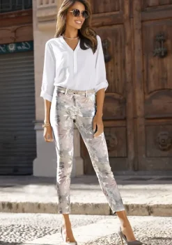 Lange Hosen|LASCANA 7/8-Jeggings Creme-Bedruckt