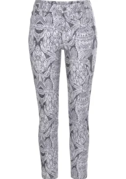 Lange Hosen|LASCANA 7/8-Jeggings Offwhite-Anthrazit Bedruckt