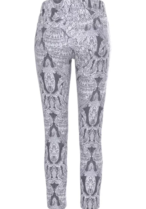 Lange Hosen|LASCANA 7/8-Jeggings Offwhite-Anthrazit Bedruckt