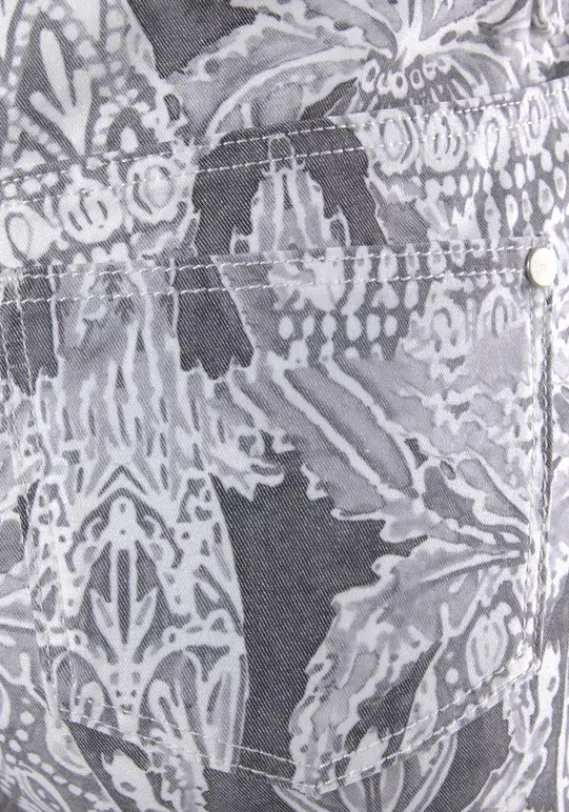 Lange Hosen|LASCANA 7/8-Jeggings Offwhite-Anthrazit Bedruckt