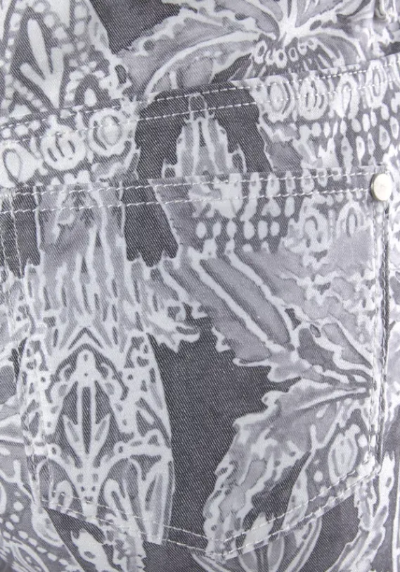 Lange Hosen|LASCANA 7/8-Jeggings Offwhite-Anthrazit Bedruckt