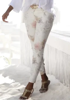 Lange Hosen|LASCANA 7/8-Jeggings Weis-Bedruckt