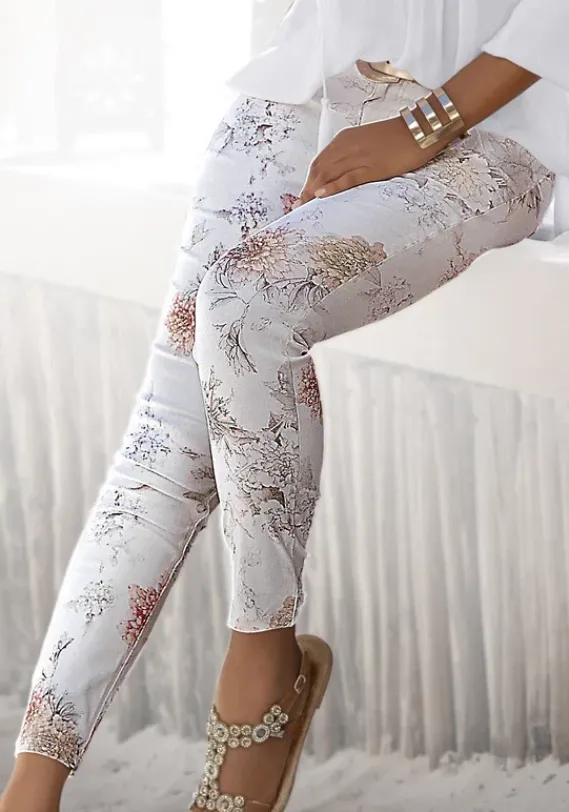 Lange Hosen|LASCANA 7/8-Jeggings Weis-Bedruckt