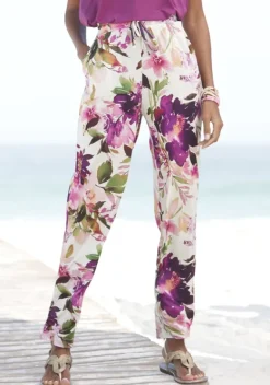 Lange Hosen|Beachtime Jerseyhose Weis Bedruckt