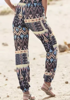 Lange Hosen|Buffalo Jerseyhose Schwarz-Bedruckt