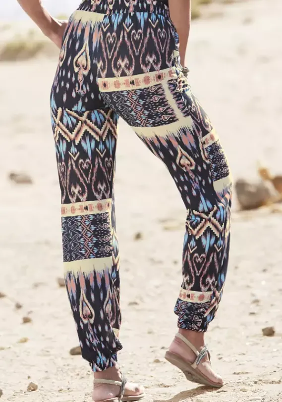 Lange Hosen|Buffalo Jerseyhose Schwarz-Bedruckt