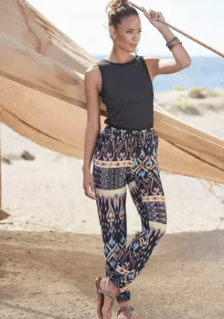 Lange Hosen|Buffalo Jerseyhose Schwarz-Bedruckt