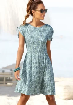 Kurze Kleider|Vivance Jerseykleid Grun-Bedruckt