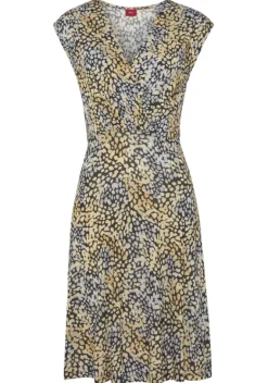 Kurze Kleider|s.Oliver Jerseykleid Schwarz-Gelb Bedruckt