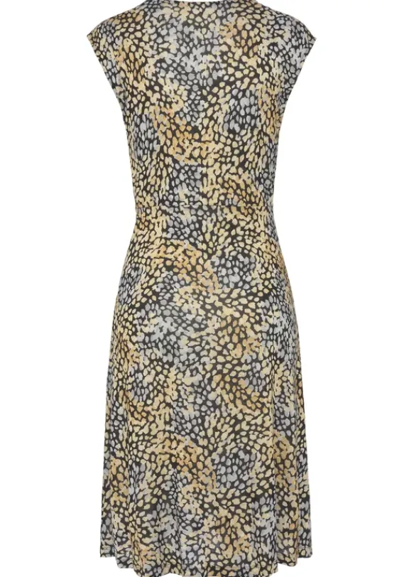 Kurze Kleider|s.Oliver Jerseykleid Schwarz-Gelb Bedruckt