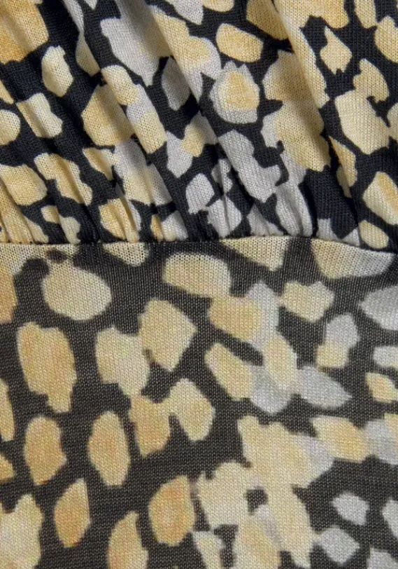 Kurze Kleider|s.Oliver Jerseykleid Schwarz-Gelb Bedruckt