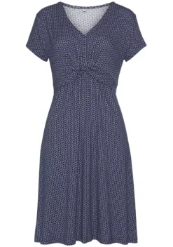 Kurze Kleider|Vivance Jerseykleid Blau-Marine-Gemustert