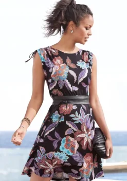 Kurze Kleider|Vivance Jerseykleid Schwarz-Bedruckt