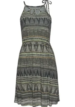 Kurze Kleider|Beachtime Jerseykleid Schwarz-Grun-Bedruckt