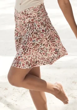 Rocke|Vivance Jerseyrock Creme-Mauve Bedruckt