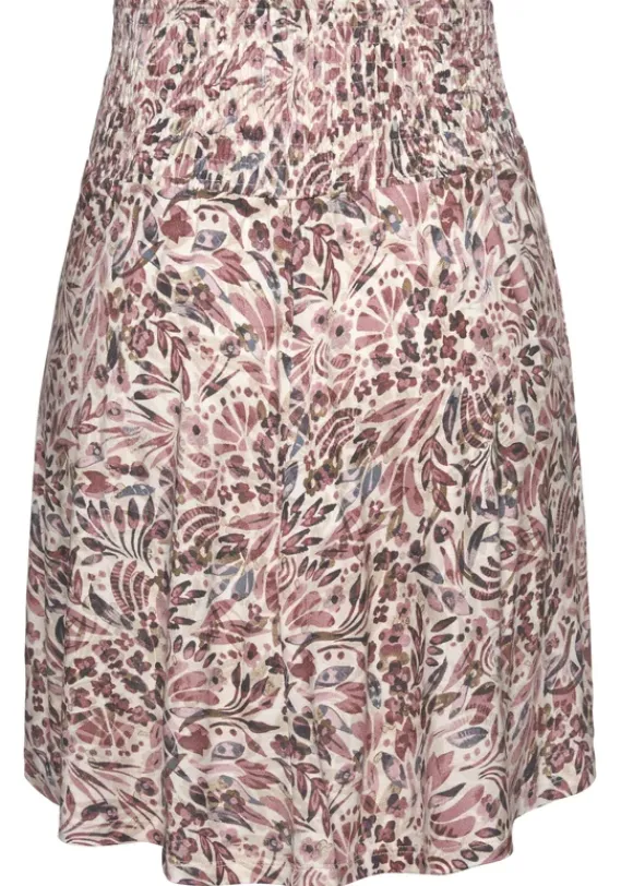 Rocke|Vivance Jerseyrock Creme-Mauve Bedruckt