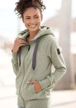 Jacken & Mantel|Elbsand Kapuzensweatjacke"Kelina" Grun Meliert