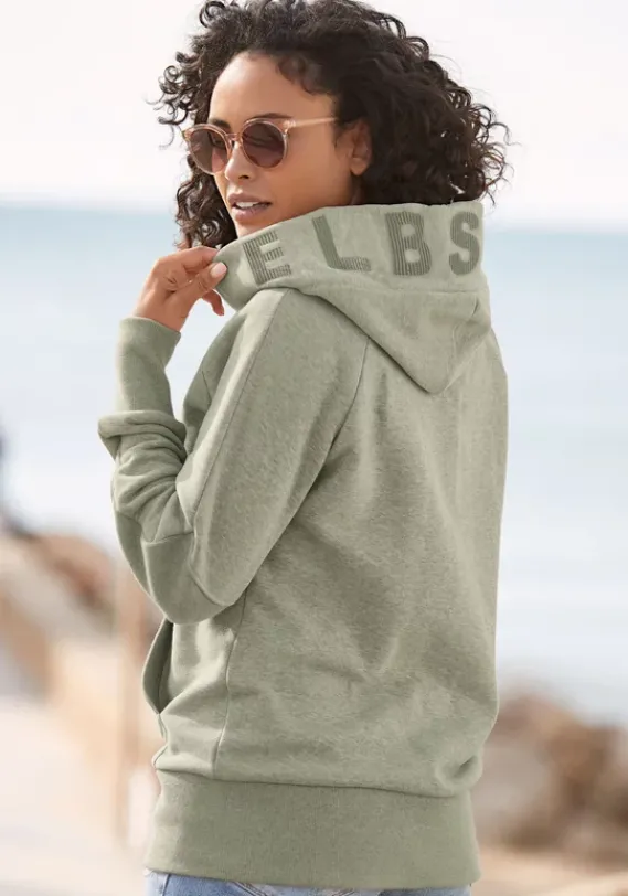 Jacken & Mantel|Elbsand Kapuzensweatjacke"Kelina" Grun Meliert