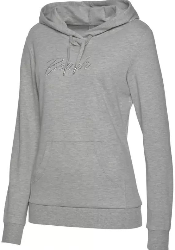 Damenshirts|Bench. Kapuzensweatshirt Hellgrau-Meliert