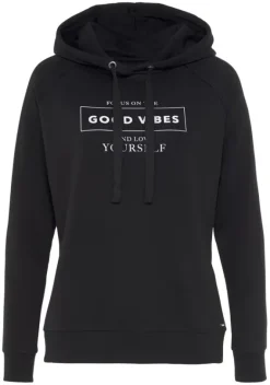 Damenshirts|Buffalo Kapuzensweatshirt Schwarz